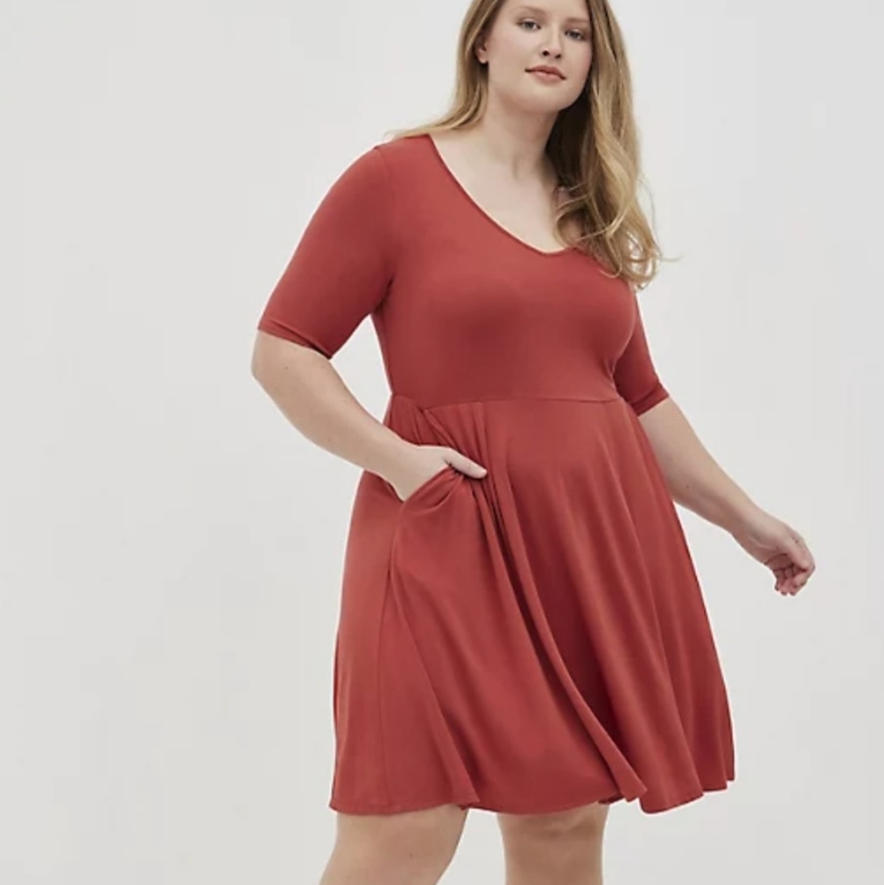Torrid Super Soft Skater Rust Dress Size 1